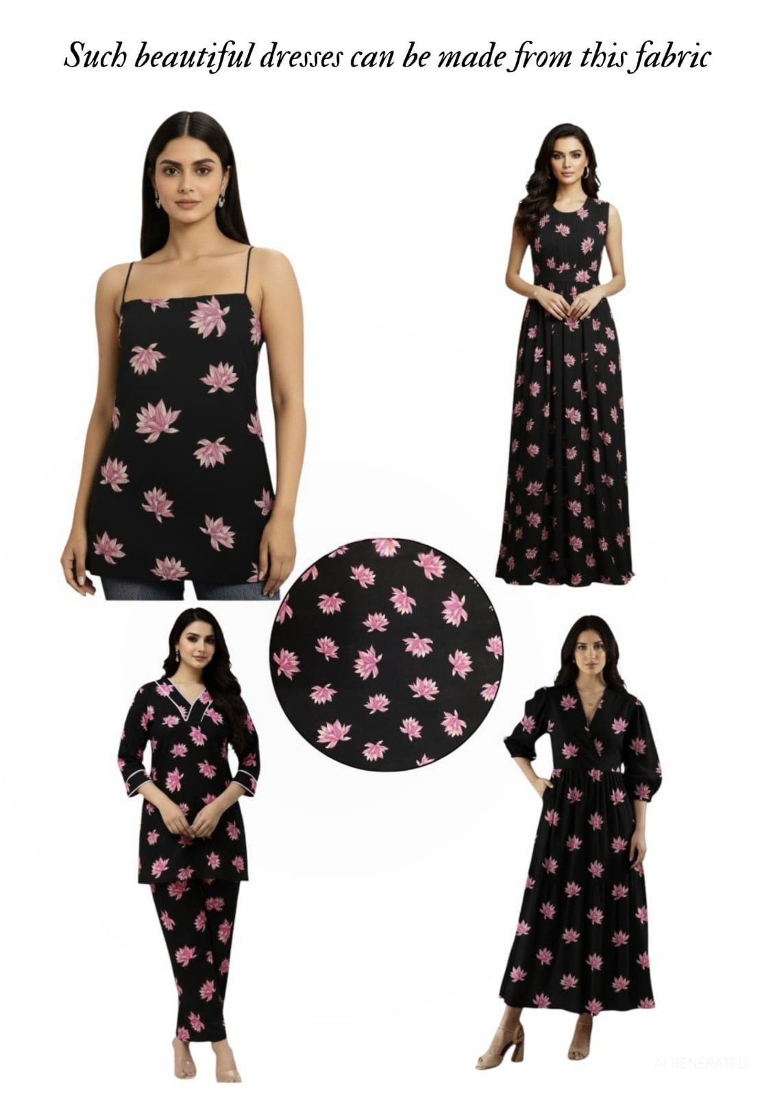 Elegant Floral Printed Art Silk Fabric