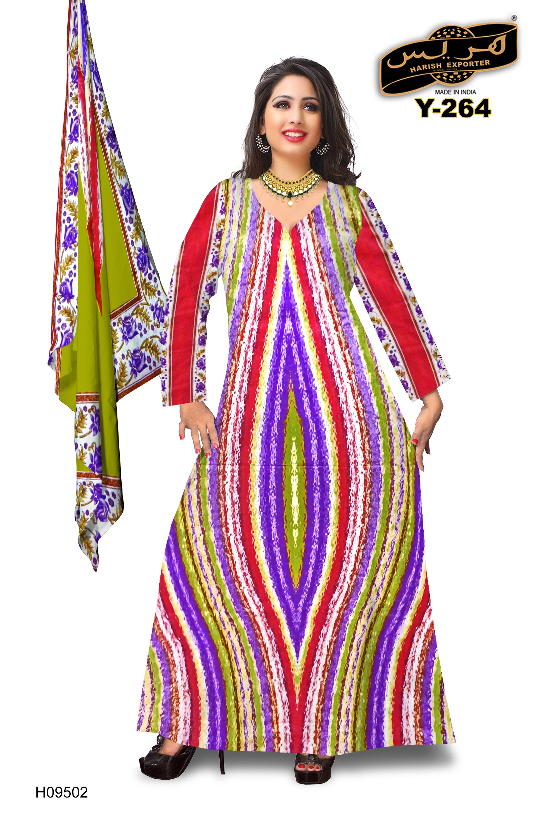 Red & Blue Mix Pattern Maxi Dress – Bold & Elegant Y-264-H09502