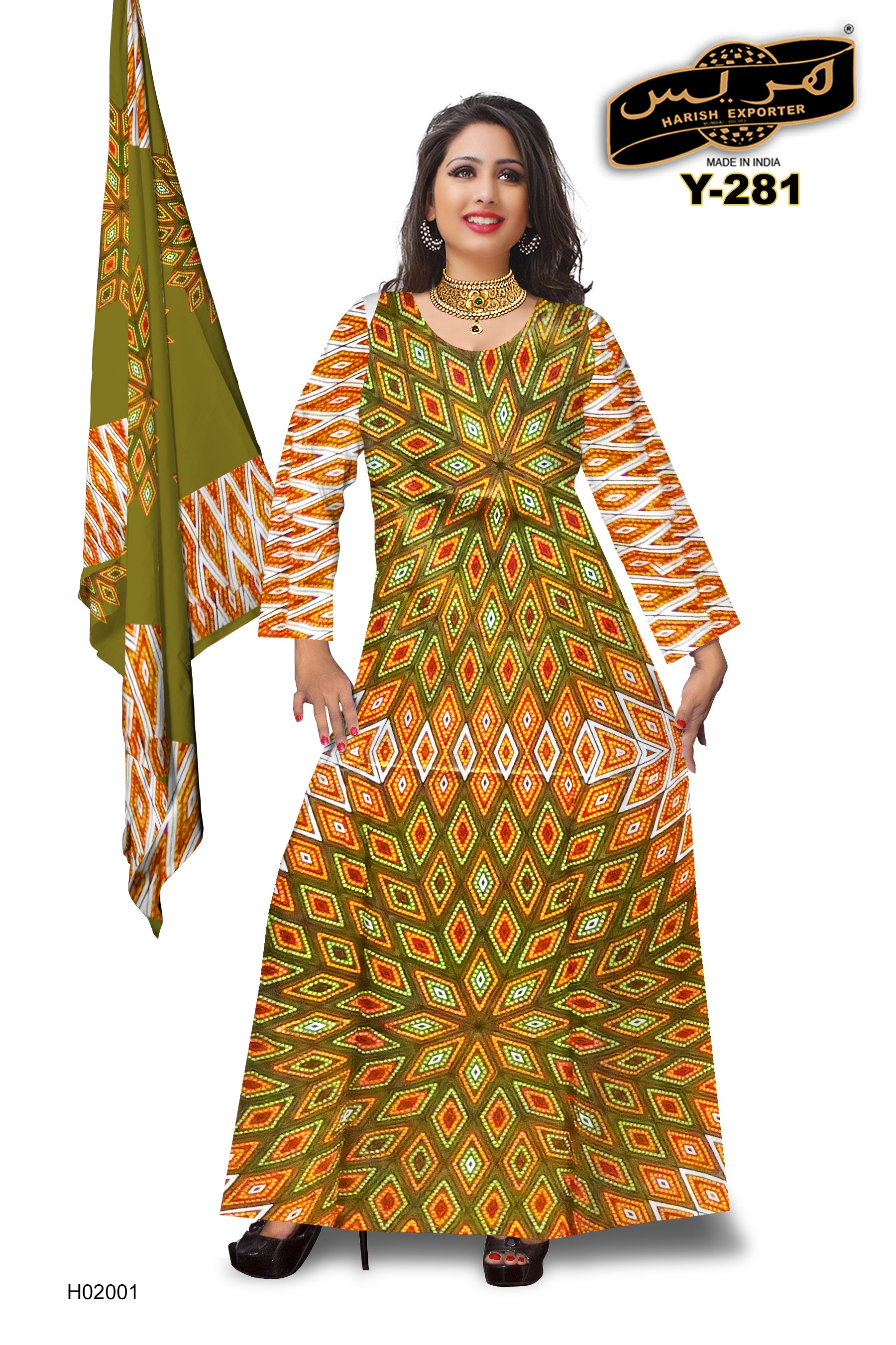 Mix Printed Cotton Gown – Stylish & Comfortable Y-281