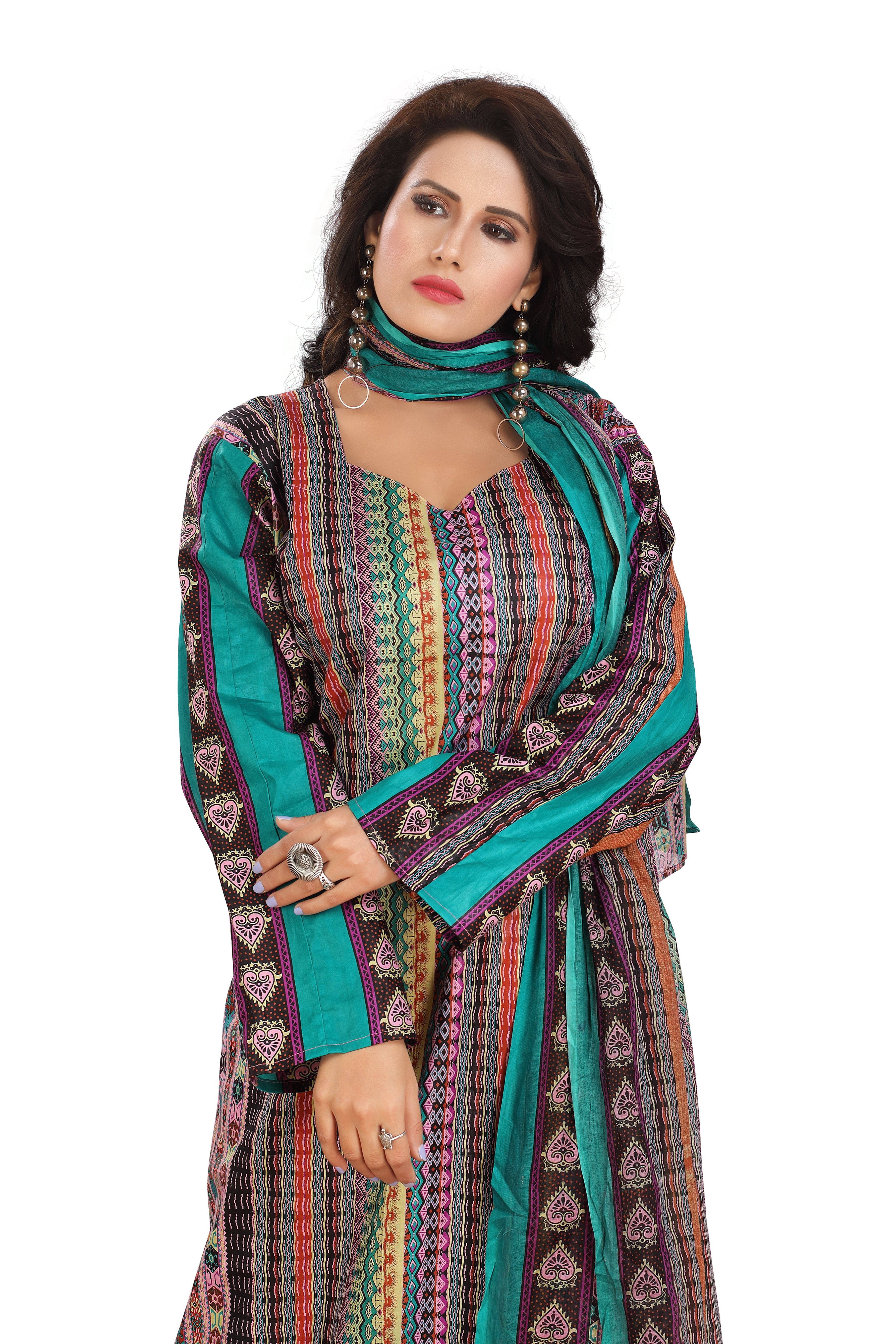 Stylish Long Cotton Maxi with Mixed Prints – Elegant & Comfortable Y-4717-DP-01