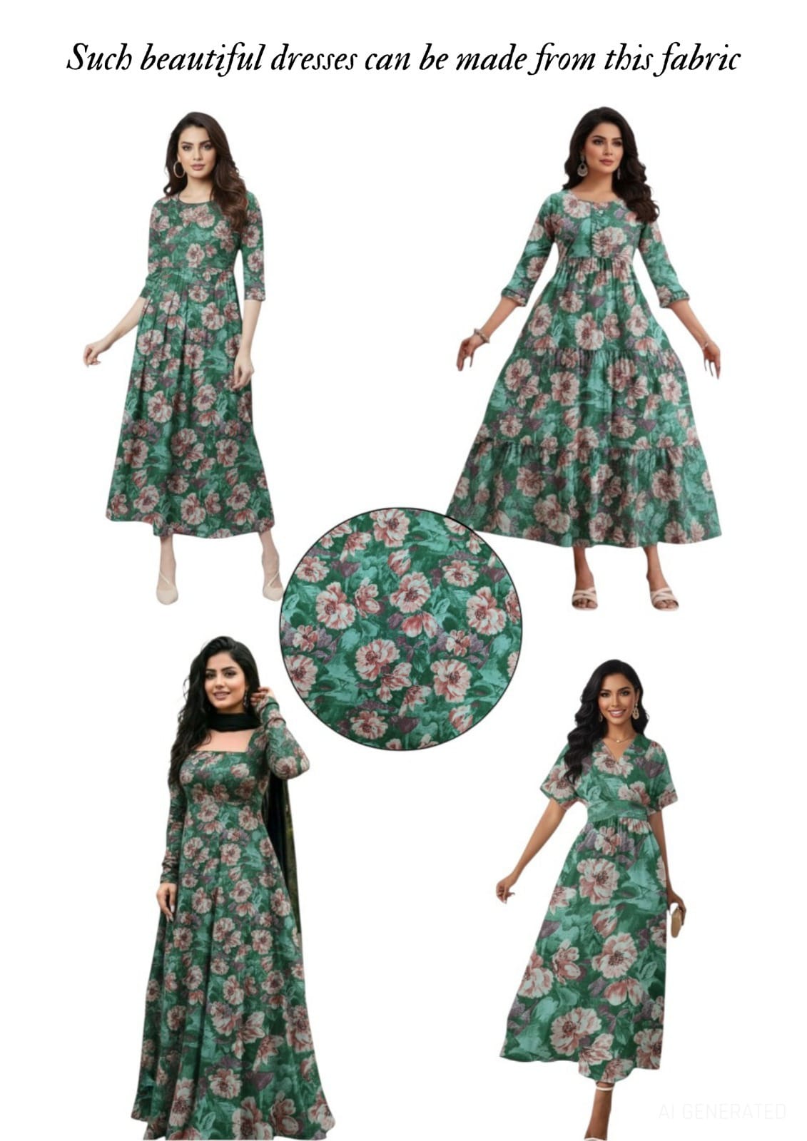 Elegant Floral Printed Art Silk Fabric for Dresses and Gowns