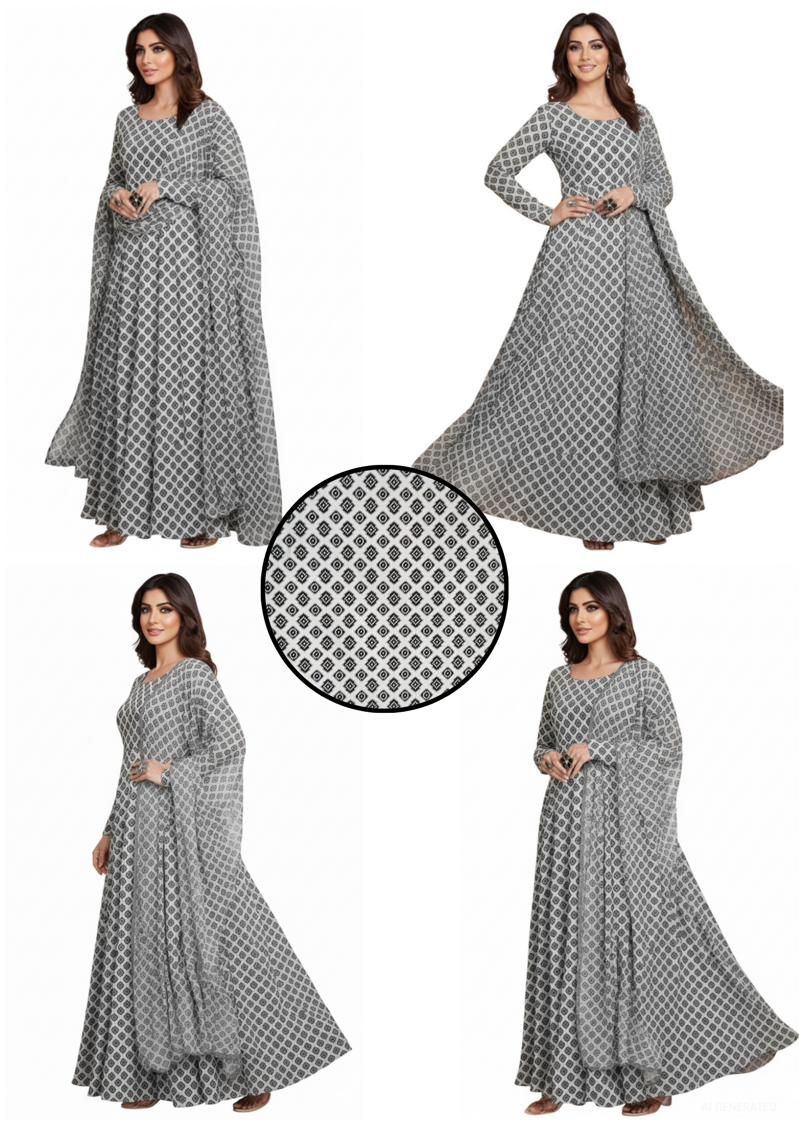 Black & White Geometric Diamond Cotton Fabric